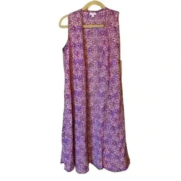 NWT LulaRoe Joy Open Front Vest Cardigan Purple Multi Color Small - Picture 1 of 15